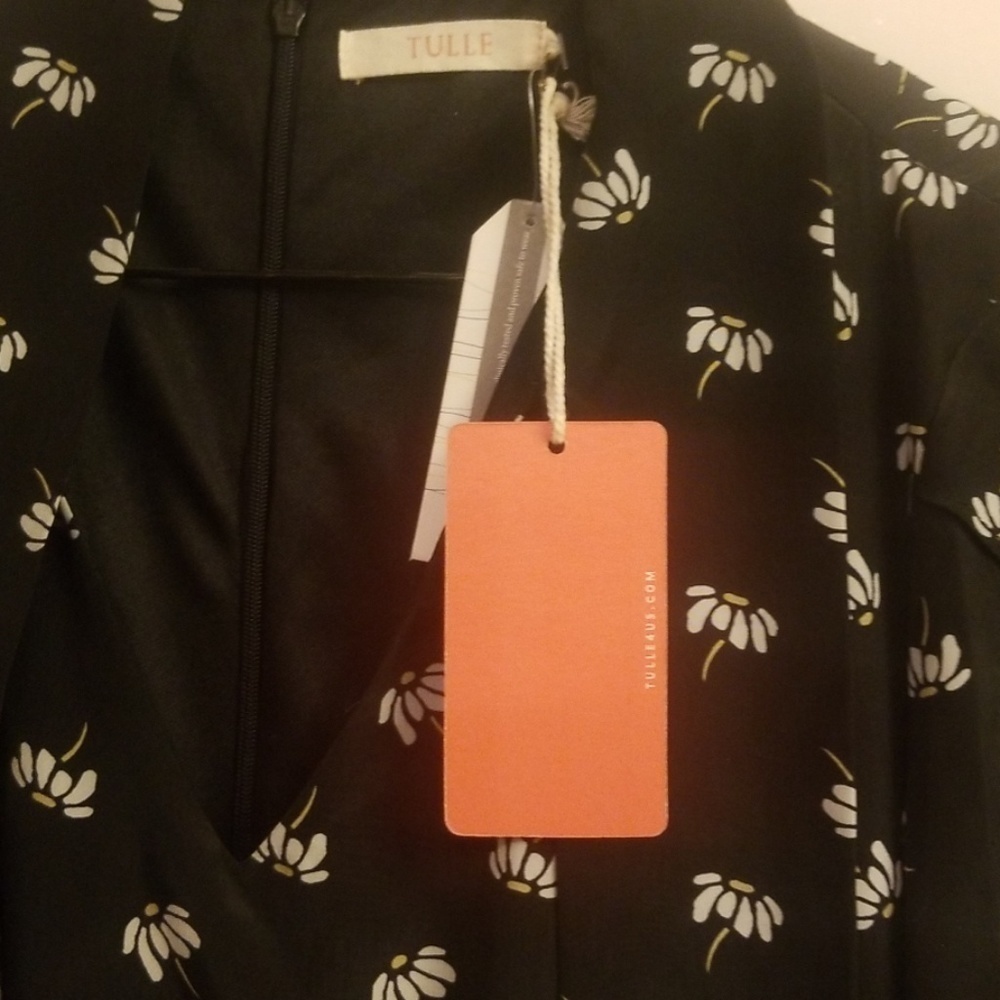 Nwt Tulle black daisy print dress,  vintage style - Picture 2 of 5